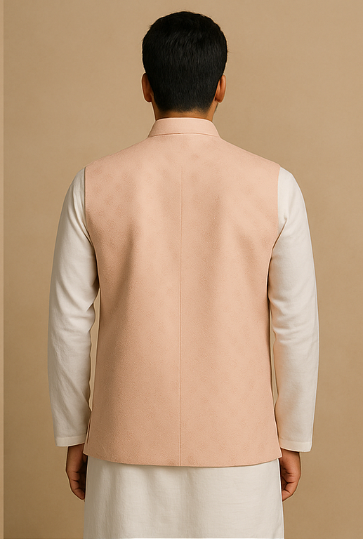 Champagne Aura Hex Jacquard Custom Waistcoat