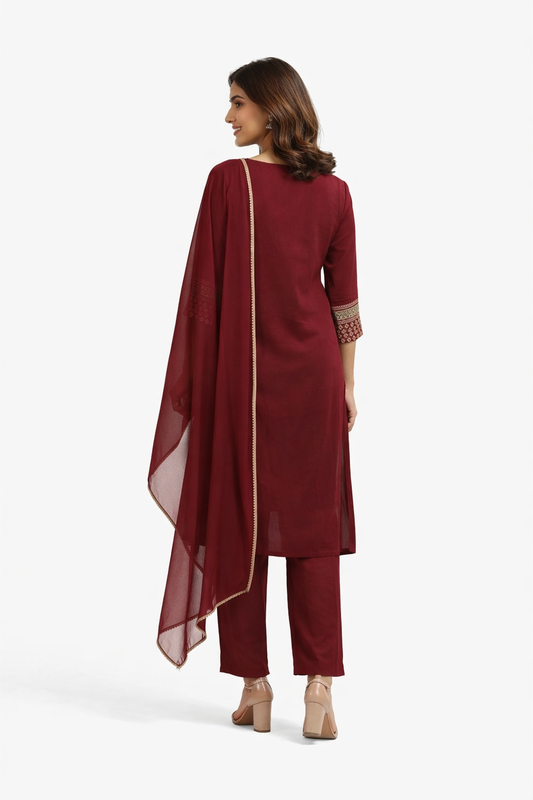 Women Printed Regular Kurta with Trousers & Dupatta