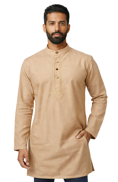beige solid kurta