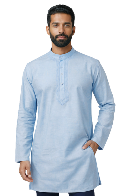 blue solid kurta