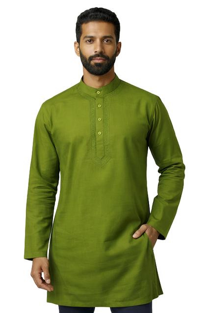 olive green solid kurta