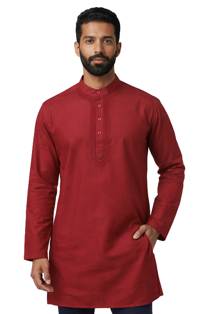 maroon solid kurta