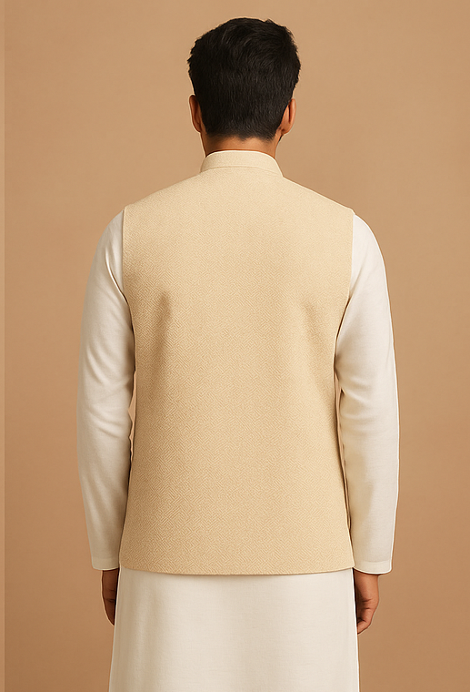 Desert Ivory Hex Weave Custom Waistcoat