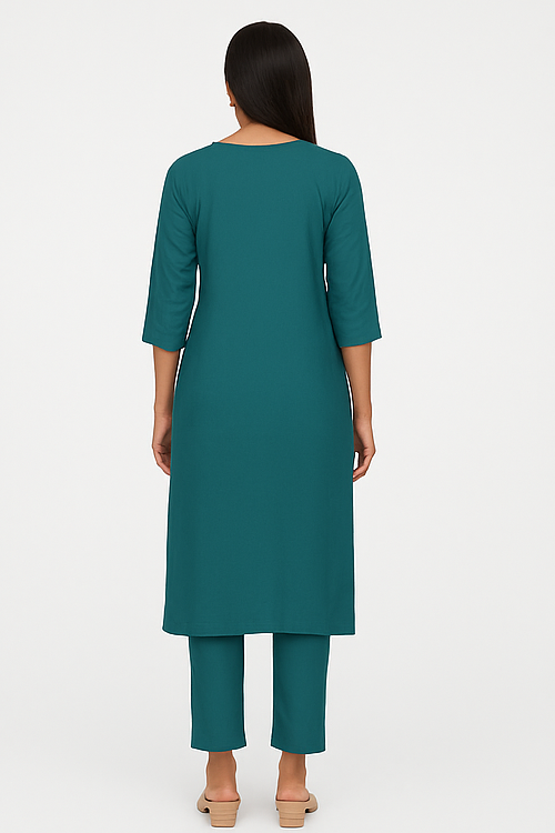 Teal Embellished Kurta