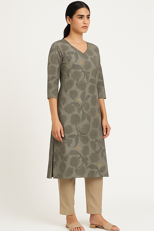 Sage Bloom Embroidered Kurta