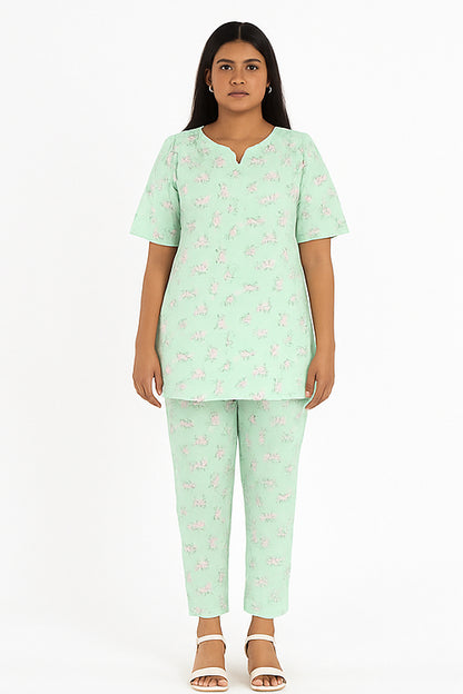 Mint Blossom Cotton Co-ord Set