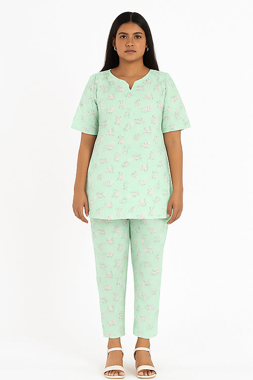 Mint Blossom Cotton Co-ord Set
