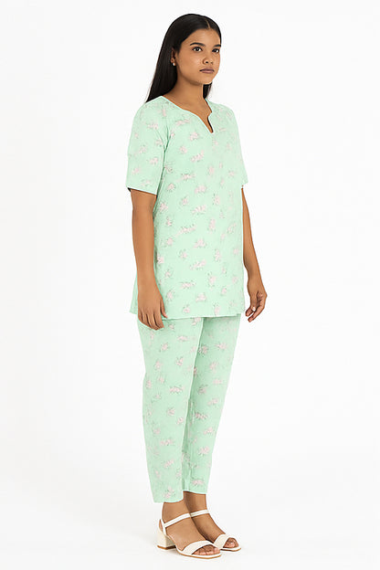 Mint Blossom Cotton Co-ord Set