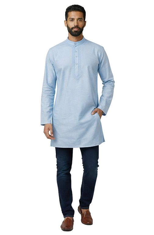 blue solid kurta