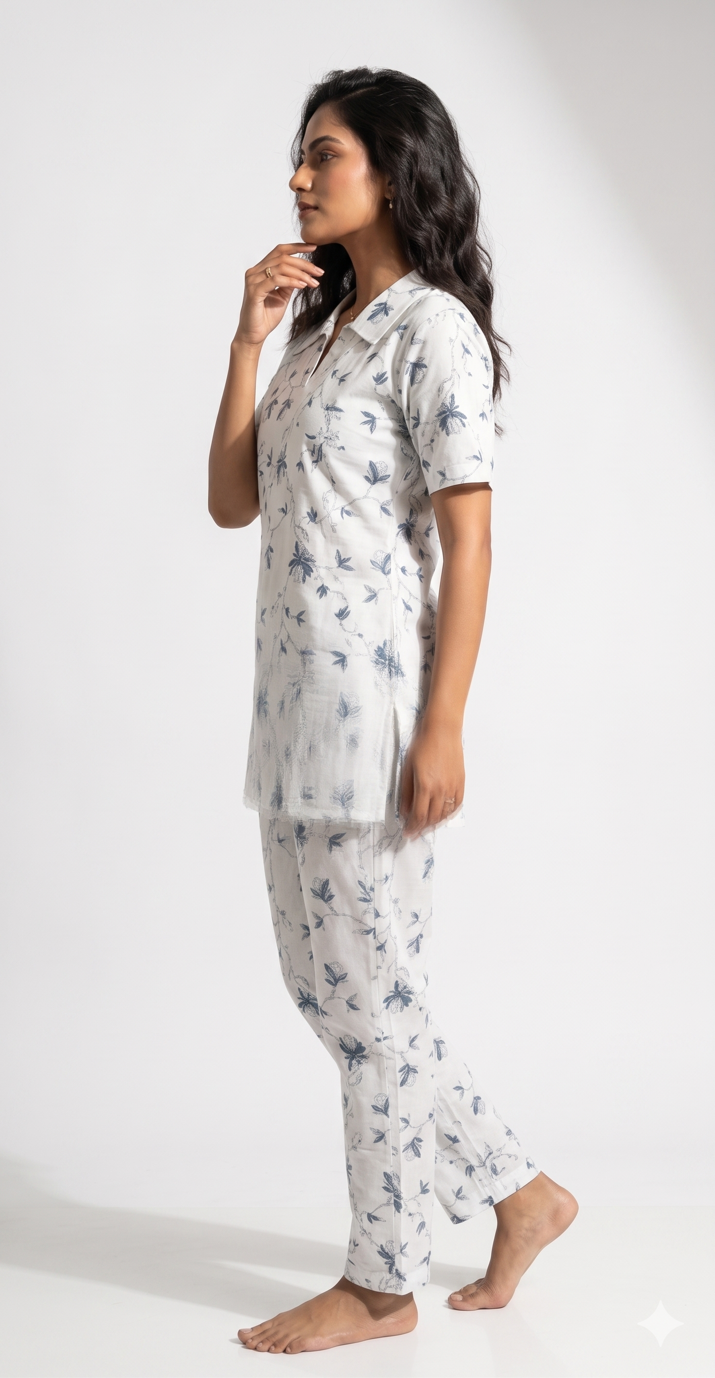 Blue Floral Cotton Co-ord Set