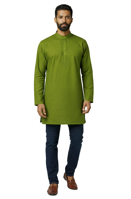 olive green solid kurta