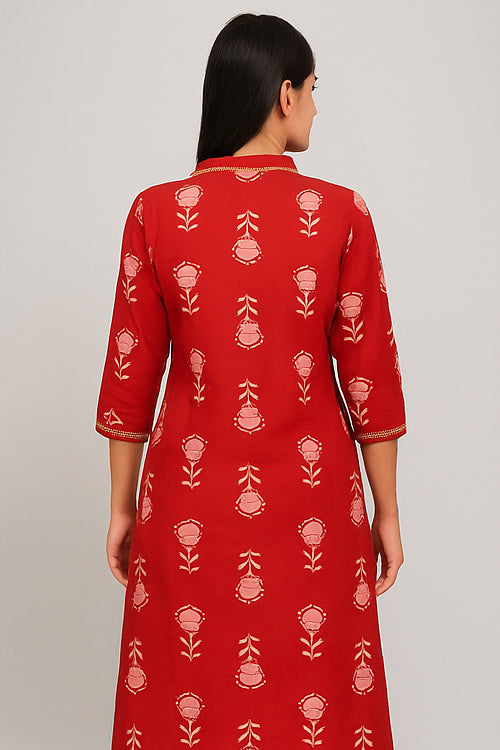 Gulmaaroon Cotton Kurtha