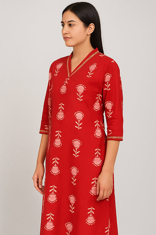 Gulmaaroon Cotton Kurtha