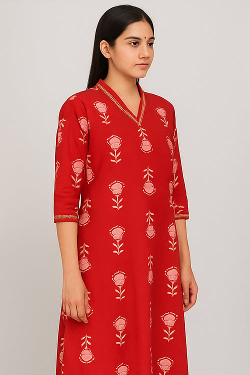 Gulmaaroon Cotton Kurtha