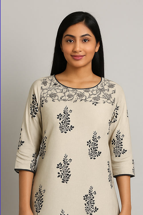 Ivory Petal Cotton Kurtha