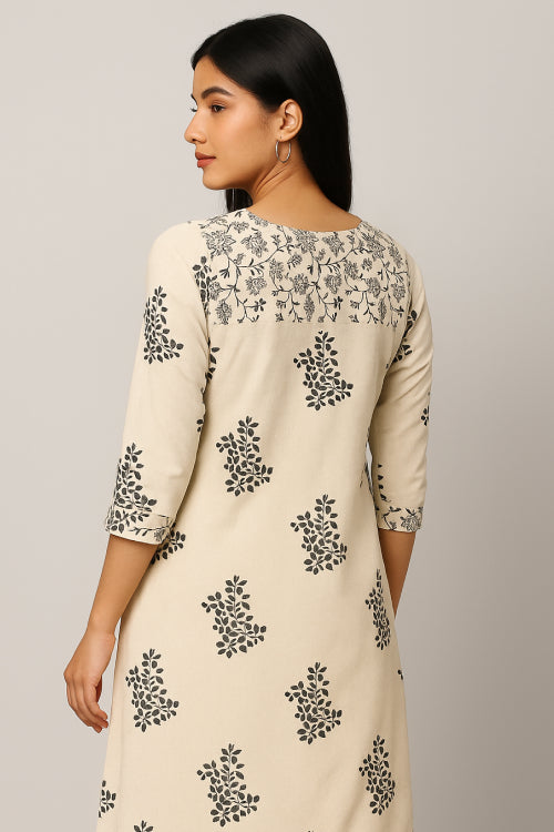 Ivory Petal Cotton Kurtha