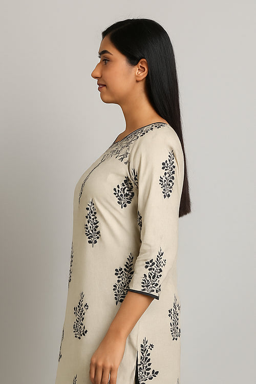 Ivory Petal Cotton Kurtha