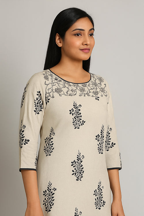 Ivory Petal Cotton Kurtha