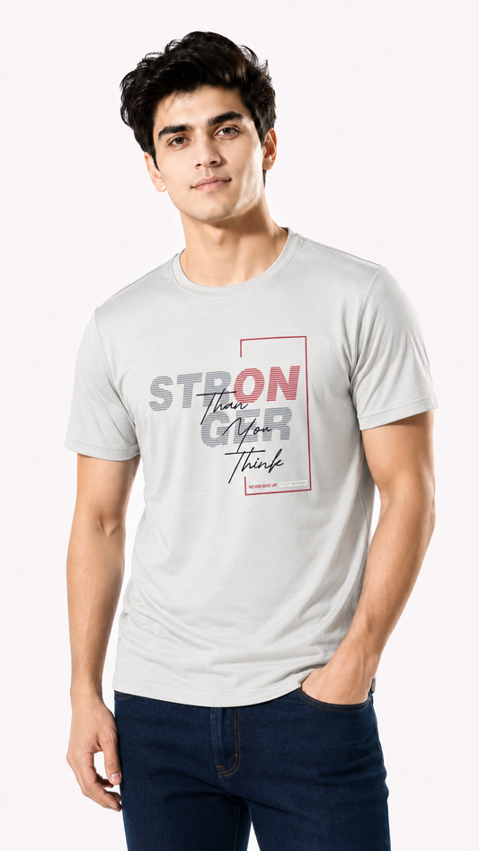 Men's Power Stronger Graphic T-Shirt – Light Grey