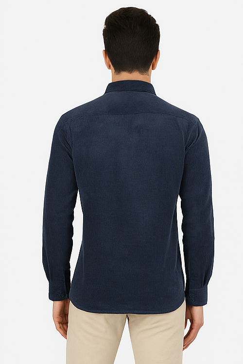 Navy Blue Corduroy Textured Shirt