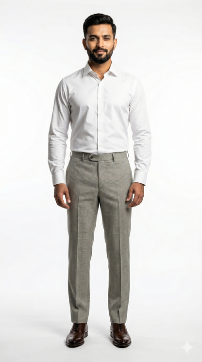 Pants Men- Silver Ash Grey Check