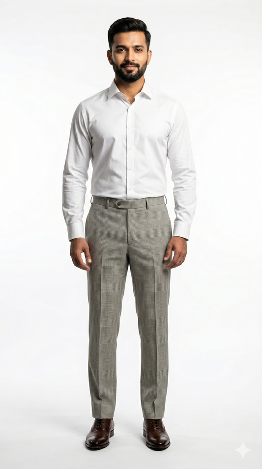 Pants Men- Silver Ash Grey Check