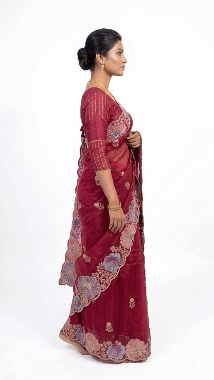 Soft Organza-Red Saree