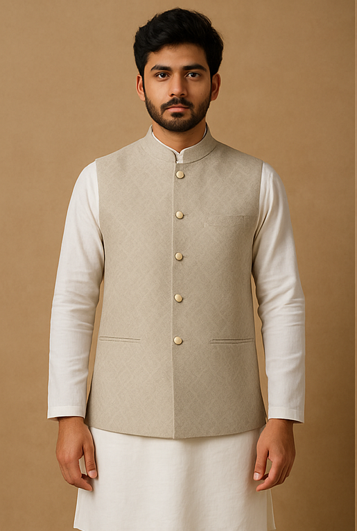 Sandstone Weave Custom Ethnic Waistcoat