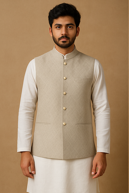 Sandstone Weave Custom Ethnic Waistcoat