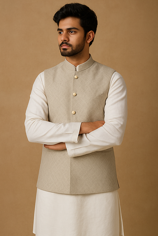 Sandstone Weave Custom Ethnic Waistcoat