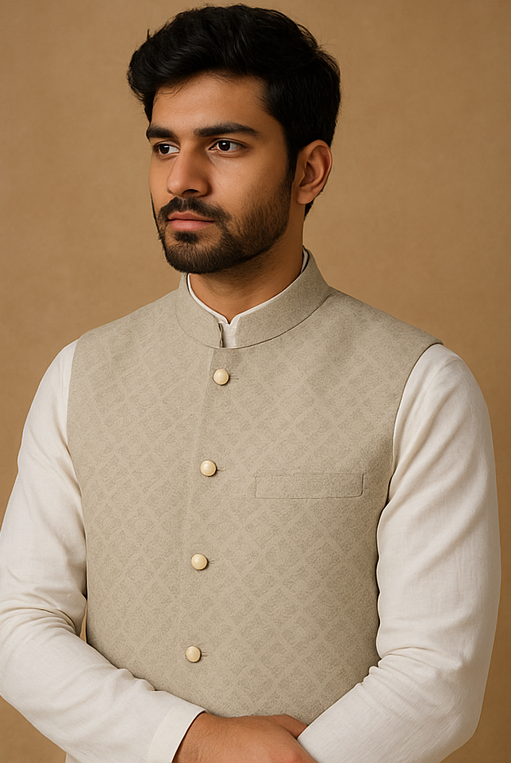 Sandstone Weave Custom Ethnic Waistcoat