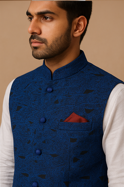 Sapphire Mirage Custom-Tailored Ethnic Waistcoat