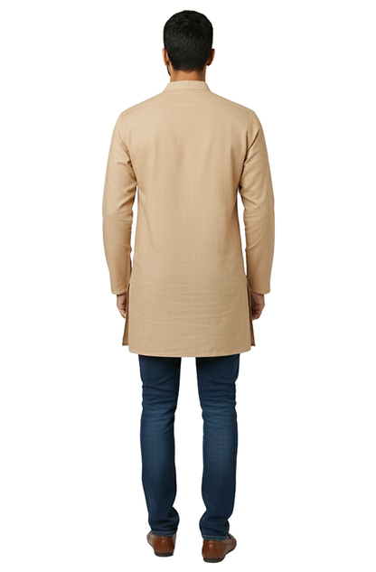 beige solid kurta