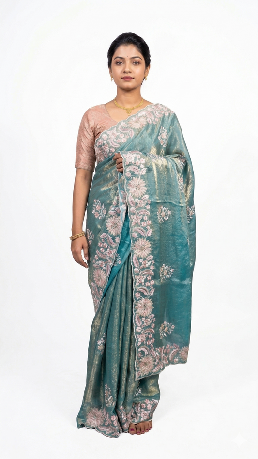 Soft Organza-Sea Green Saree