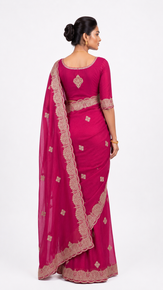 Soft Organza-Royal Magenta Pink Saree