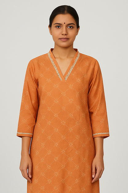 Surya Rust Cotton Kurtha