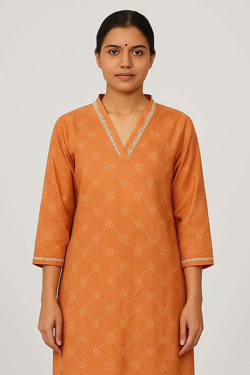 Surya Rust Cotton Kurtha