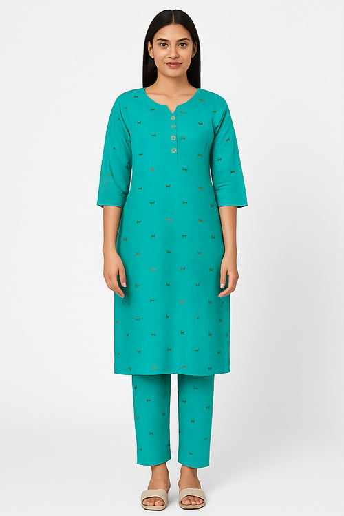 Teal Grace Straight Kurta Set