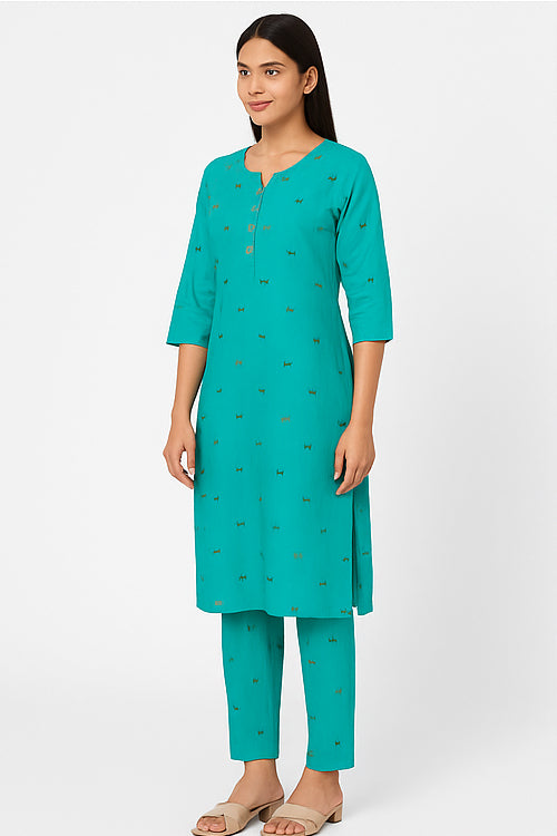 Teal Grace Straight Kurta Set