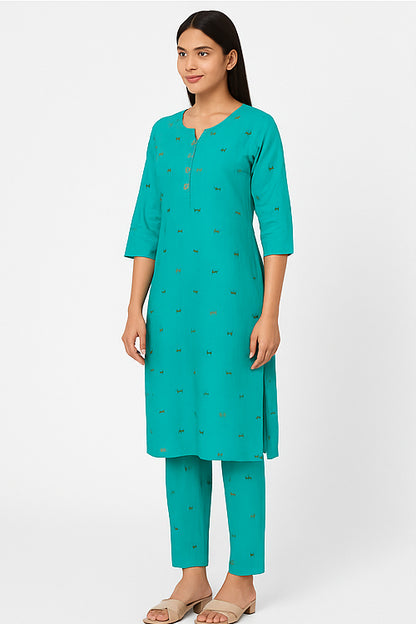 Teal Grace Straight Kurta Set