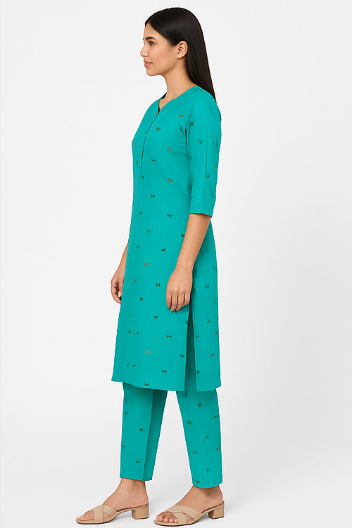 Teal Grace Straight Kurta Set