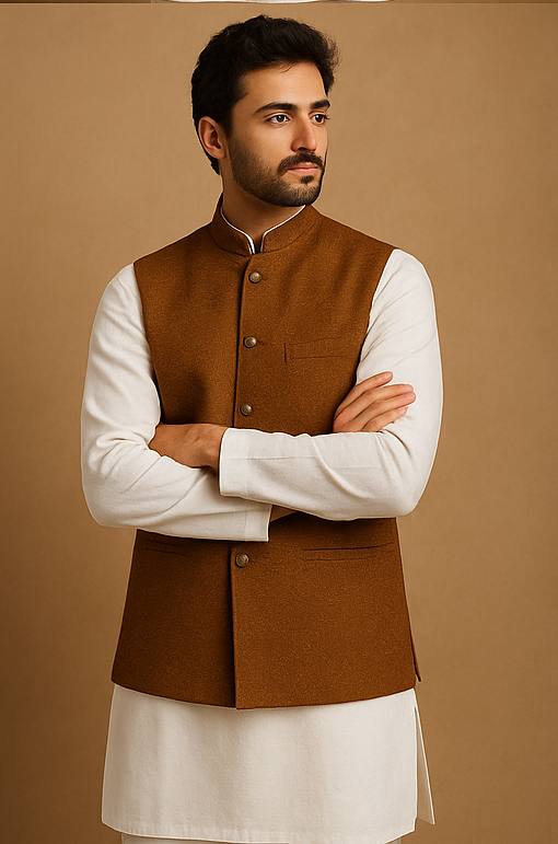 Terracotta Majesty Jacquard Waistcoat