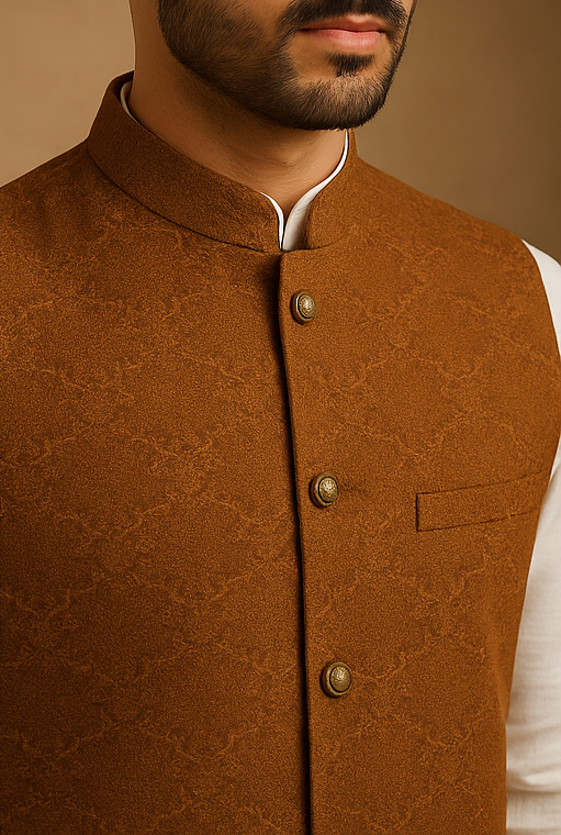 Terracotta Majesty Jacquard Waistcoat