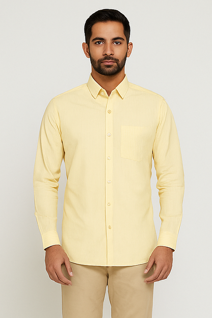 Lemon Yellow Pinstripe Formal Shirt