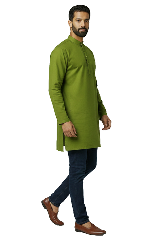 olive green solid kurta