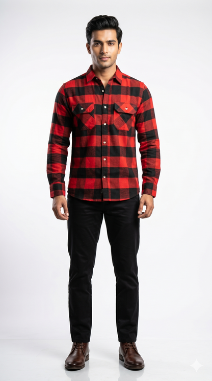Men Everyday Red Checkered