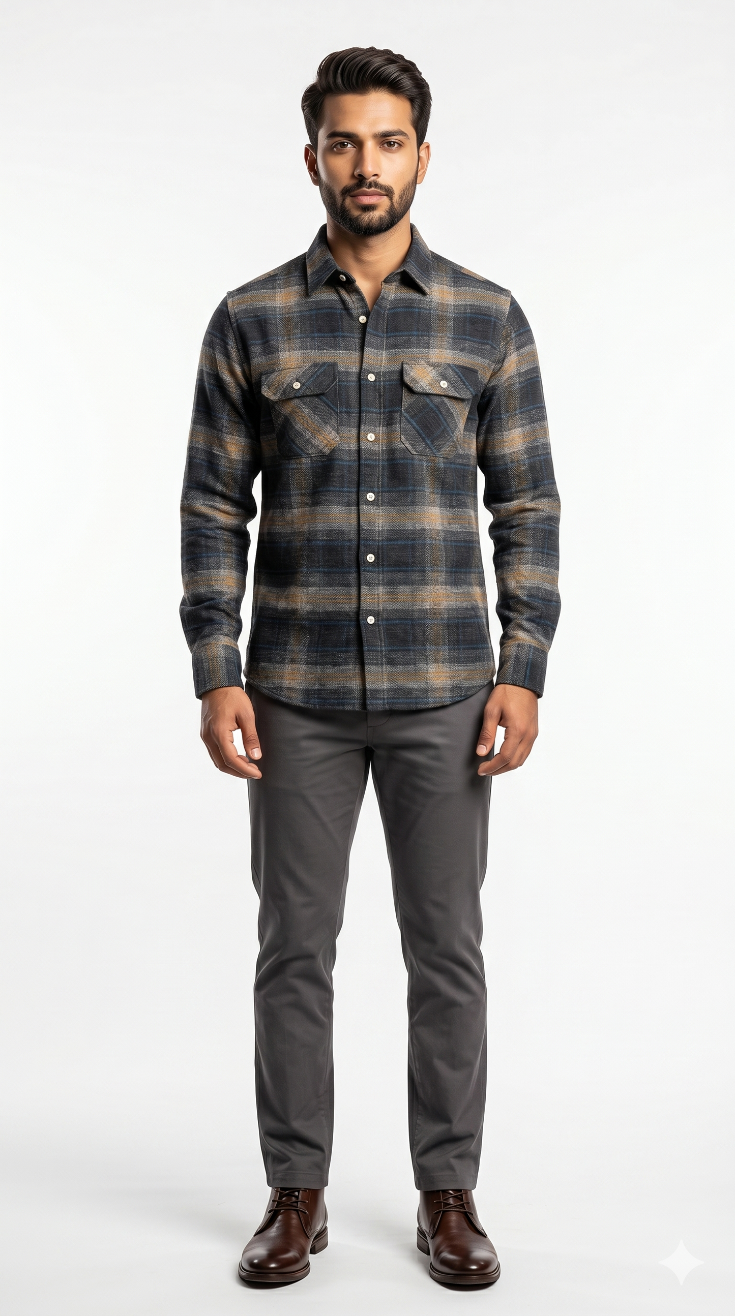 The Charcoal & Mustard Plaid Flannel Shirt
