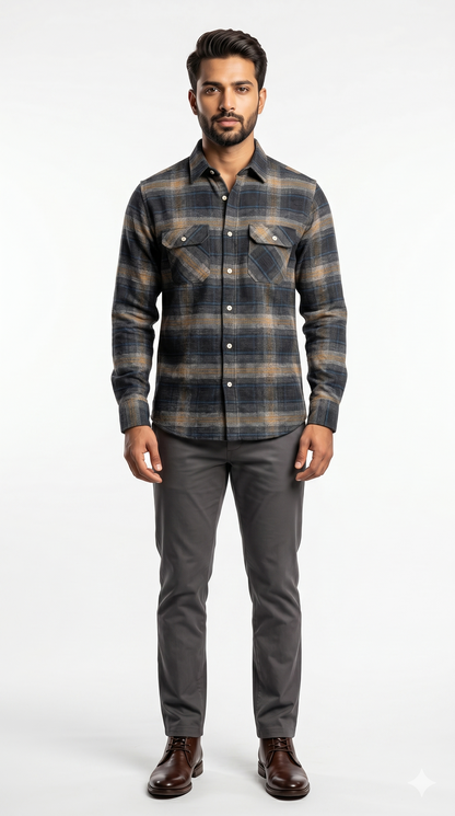 The Charcoal & Mustard Plaid Flannel Shirt