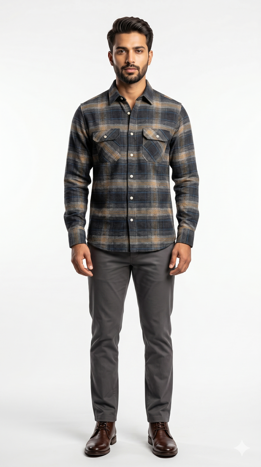 The Charcoal & Mustard Plaid Flannel Shirt