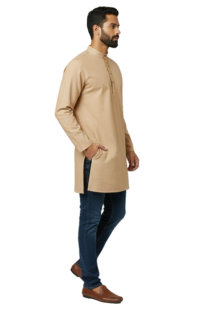 beige solid kurta